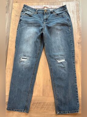 Nine West Cropped Vintage America Blues Distressed Boyfriend Fit Jeans Size 8